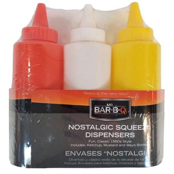 Mr Bar-B-Q Nostalgic Squeeze Dispensers Ketchup Mustard Mayo Factory Sealed New - Picture 2 of 2